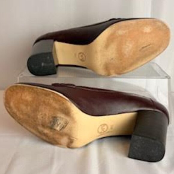 Michael Kors The Buchanan Burgundy Leather Penny Loafer Block Heels Size 11M - Picture 8 of 11